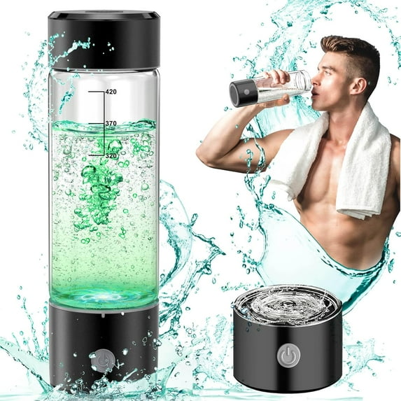 Upgrade Hydrogen Water Bottle, 3Min 2000PPB Hydrogen Water Bottle Generator -SPE PEM Tech, 14OZ Portable Hydro Water Bottle Machine, Birthday Xmas Gift for Husband,Wife,Family,Friends,Travel