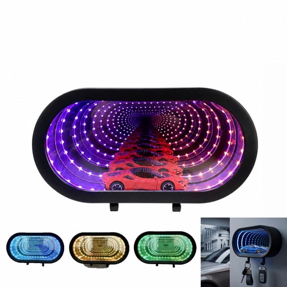 Upgrade Infinity Mirror LED Key Holder for Wall Out Garage Keychain Hanger with Motion Sensor - Rechargeable RGB Garage Key Organizer 3D Keys Display Rack for Garagey(Colorful)