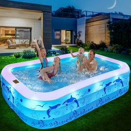 Inflatable Pool with Pool Lights, Durable Thickened Large Size