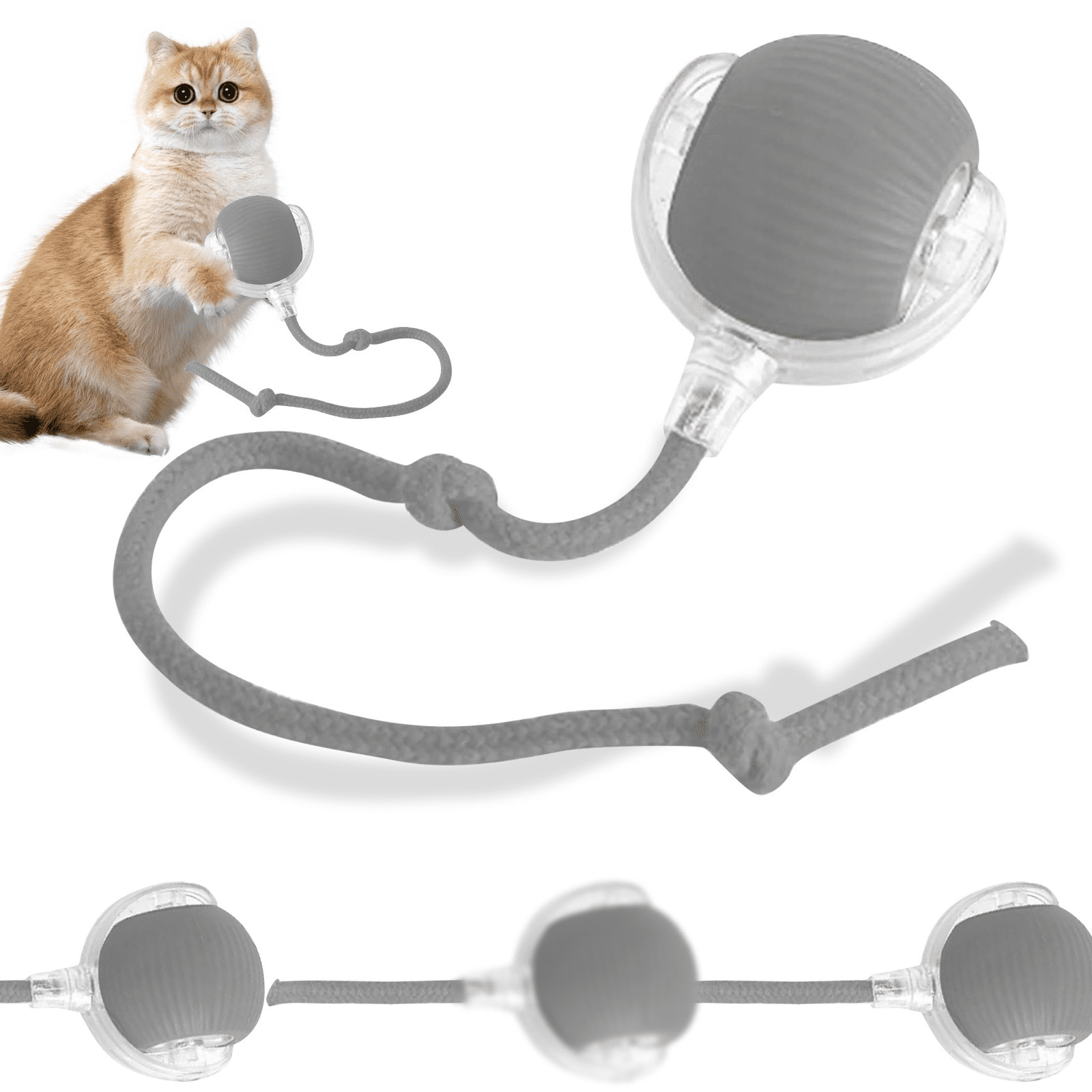 Interactive Automatic Cat Toy Ball - LED Feather Tail, Sound Activated, USB Rechargeable - View #11