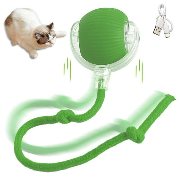 Upgrade Interactive Cat Toys Ball, Motion Activated Electric Rolling Ball Toys for Cats, Super Driver, Led Rainbow Lights, Automatic On/off, Long Tail, Usb Rechargeable, 3 Working Mode
