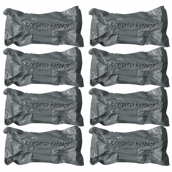 Upgrade Israeli Style Emergency Bandage, 8Pack 6 Inch Compression Bandage for Emergency Wound Dressing, First Aid and IFAK Trauma Kit