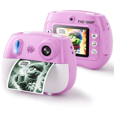 Losei Selfie Digital Camera for Kids with 1080P Video, Instant Print Camera with 2 Rolls Print Paper & 32G Card for DIY, Fun Gift for Girls Boys 3-12 Years Old (Pink)