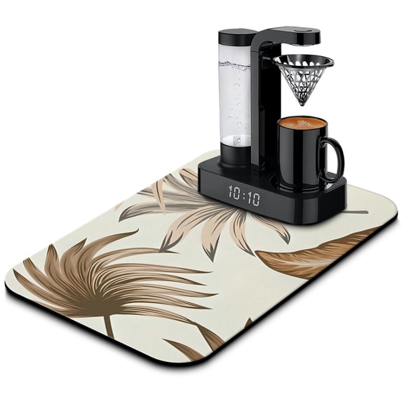 Upgrade Kitchen Vintage Flower Coffee Mat, 19.5x12in - Non-Slip, Highly Absorbent Dish Drying Mats with Rubber Backing, Coffee Drying Mat Diatomaceous for Optimum Absorption