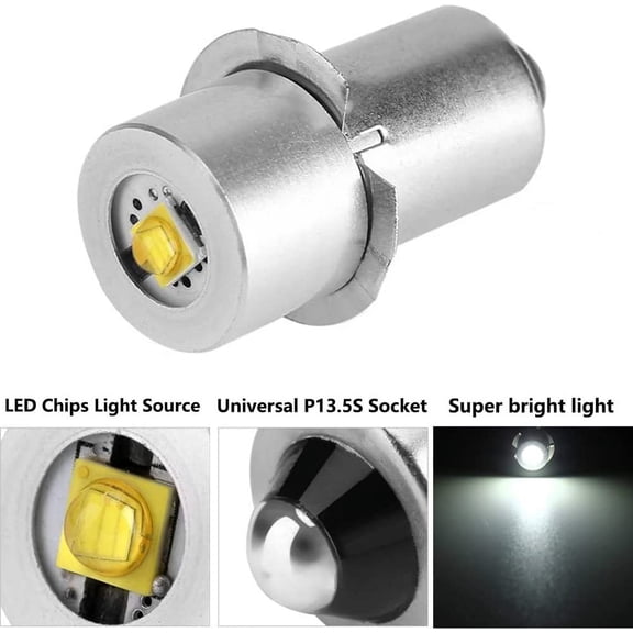 Upgrade LED Flashlight Bulb,DC18V 12V 19.2V 6-24 Volt PR2 P13.5S LED Bulb Compatible for Ryobi Milwaukee Craftsman Torch Work Light