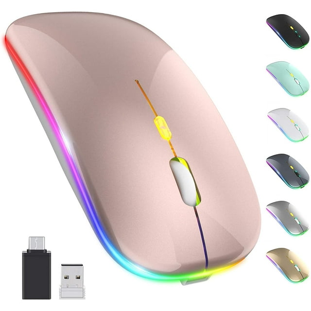 【Upgrade】 LED Wireless Mouse, Slim Silent Mouse 2.4G Portable Mobile