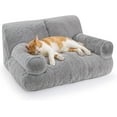 thumbnail image 1 of Upgrade Large Cat Bed for Indoor Cats -Added 10% More Stuff Sponge, Orthopedic Pet Couch Beds with Bolstered Edges, Fluffy Washable & Removable Cover, Anti Slip Base, Grey, 1 of 16