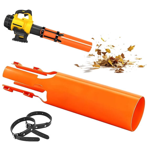 Upgrade Leaf Blower Air Booster, Universal Leaf Blower Nozzle Attachment with Adjustable Straps, Air Booster for Yard, Lawn, Driveway, Patio Cleaning (Orange)