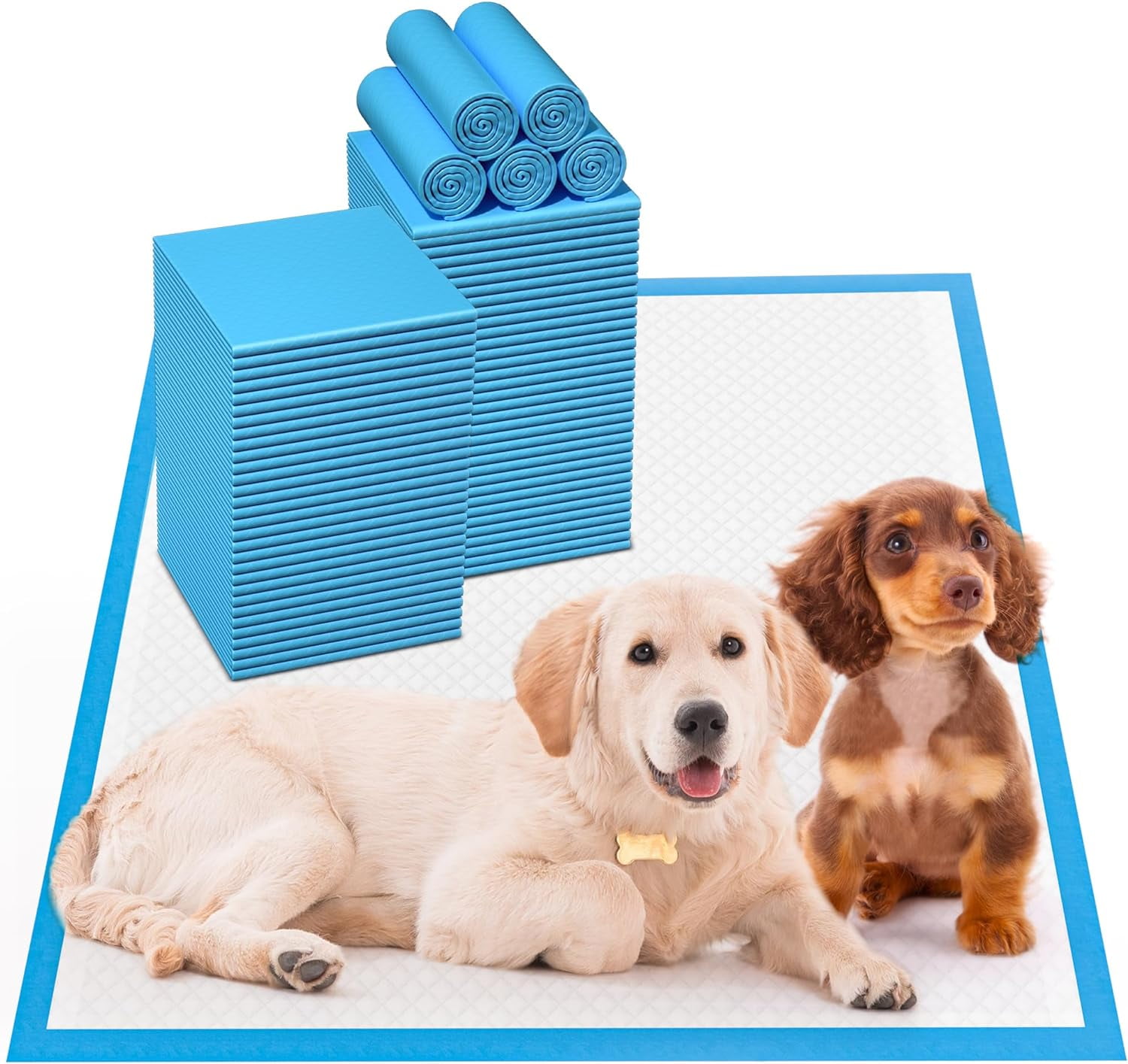 Upgrade Leak-Proof Pet Training and Puppy Pads, Jumbo Pee Pads for Dogs with Thicken Polymer Heavy Absorbency, Quick Dry Disposable Pee Pads for Cats Dogs Rabbit Parrots