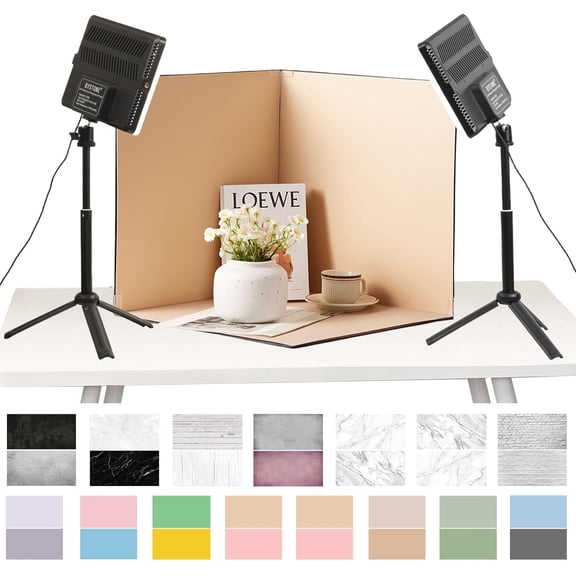 Upgrade Light Box Photography,Portable Photo Studio 16x16 inch Professional Shooting Tent Kit with 288pcs LED Lights 15 HD Backdrops Paper for Food and Small Product Photography Props