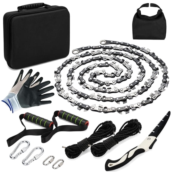 Upgrade Loggers Art Gens Rope Saw for Tree Limbs, 55" Hand Rope Chain Saw with 72 Sharp Teeth & 46 Feet Ropes Kit for Camping Survival and Tree Pruning