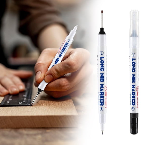 Upgrade Long Head Deep Hole Marker, Extended Reach 1.5mm Fine Tip, Oil-Based Paint Marker for Metal/Wood/Concrete, Quick-Dry, Fade-Proof, Black, 1PC