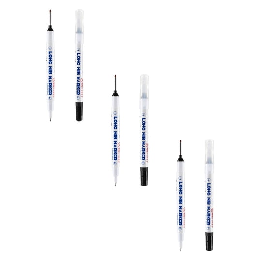 Upgrade Long Head Deep Hole Marker Set - 3 Pack, Carpenter Ink Marker Pens, Long-Reach 20mm Nib, Weather-Resistant Ink for Outdoor Lumber, Compact, 3 Pack