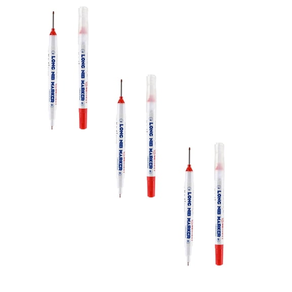 Upgrade Long Head Deep Hole Marker Set - 3 Pack, Carpenter Ink Marker Pens, Long-Reach 20mm Nib, Weather-Resistant Ink for Outdoor Lumber, Compact, 3 Pack