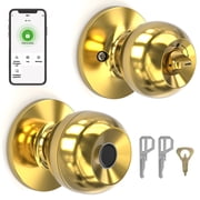 Upgrade Luxe Gold Biometric Door Knob Smart Lock Fingerprint & Key & App Control