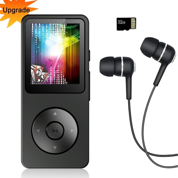 Upgrade MP3 Player with Bluetooth and 32GB,Hi-Fi Music Player with Built-in Speaker,Earphones,Voice-Activated Recording MP3 Players with FM/E-Book/Video,Supports up to 128GB for Kids, Running,Walking