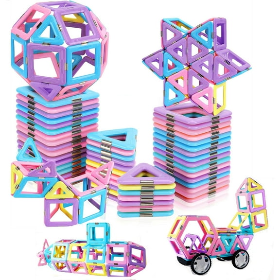 Upgrade Magnetic Tiles Toys for Above 3 Year Old Girls, Large Size Magnetic Blocks for Toddler Girl Toys, Birthday Gifts for Girls,Birthday Gift for Kids,75 Pieces