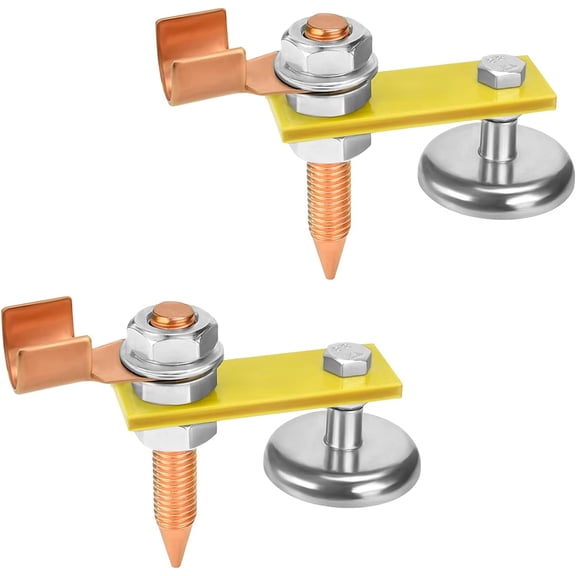 Upgrade Magnetic Welding Support Ground Clamp Tools, 2-Piece Single Welding Magnet Head, Strong Magnetism Large Suction, Copper Tail Welder Accessories Stability Clamps
