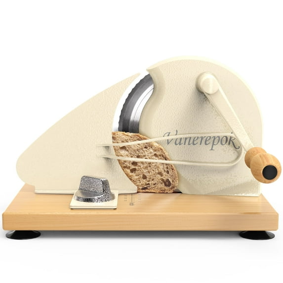 Upgrade Manual Bread Slicer for Homemade Sourdough Bread, Classic Hand Crank Home Bread Slicer With Scale Line and Steel Fence, Sharp Blade, Adjustable Width for Homemade & Commercial Use