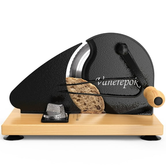 Upgrade Manual Bread Slicer for Homemade Sourdough Bread, Classic Hand Crank Home Bread Slicer With Scale Line and Steel Fence, Sharp Blade, Adjustable Width for Homemade & Commercial Use