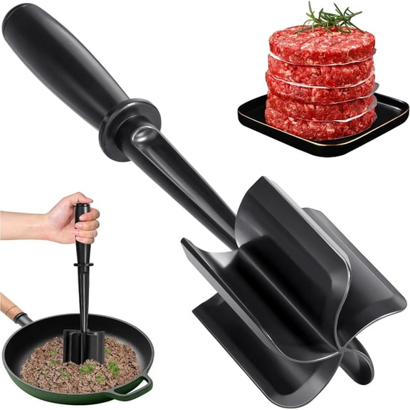 Mince Masher, Ground Beef Meat Masher with 5-Blade Head, Versatile High-Temp Heat-Resistant Hamburger Meat Chopper, Non-Stick Mince Meat Shredder for Ground Turkey/Beef, Nylon Utensil Cookware