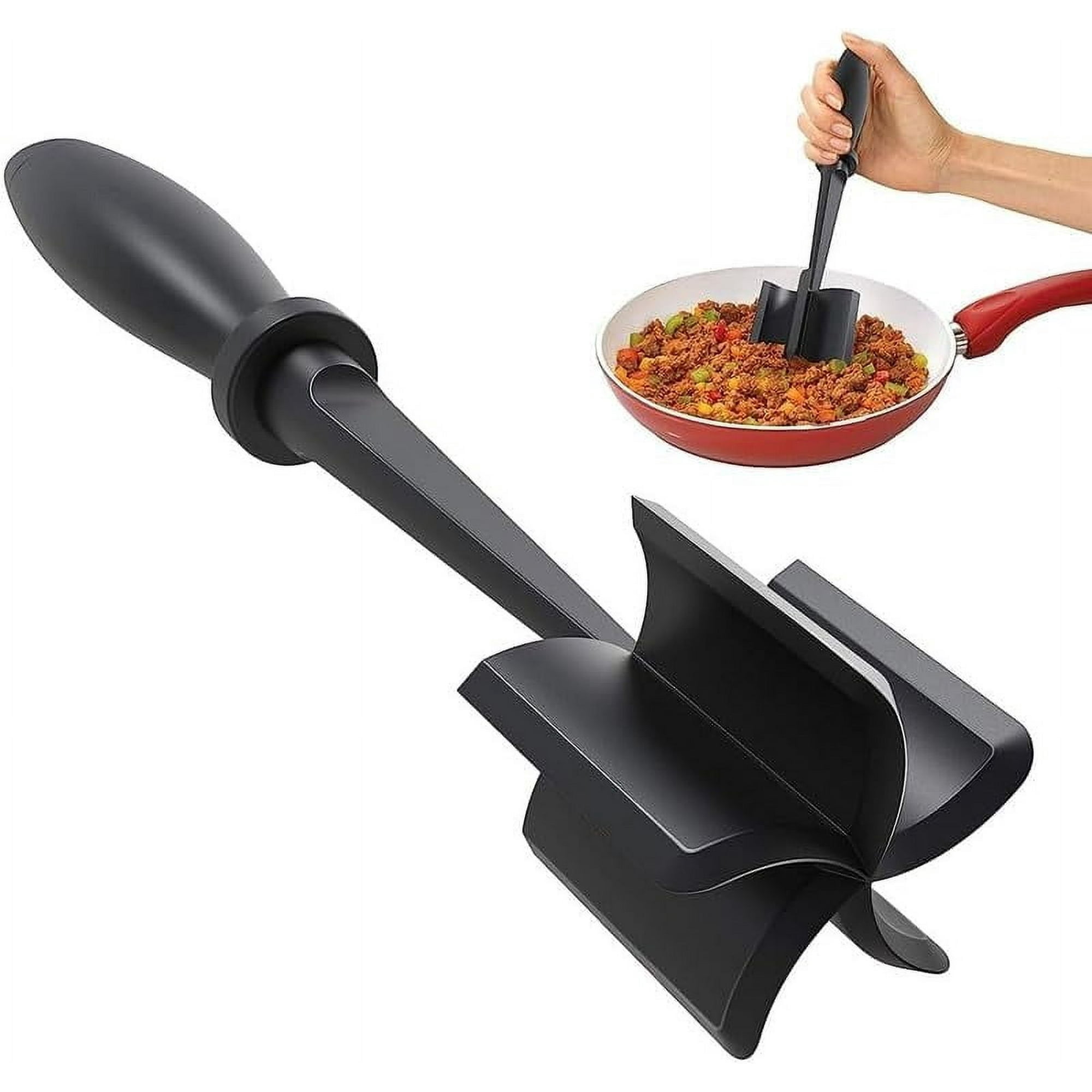 Upgrade Meat Chopper, Heat Resistant Meat Masher for Hamburger, Ground Beef Smasher, Nylon Hamburger Grinder Utensil for Ground Beef, Non Stick Mix Ground Chopper, Mix and Chop Potato Masher Tool