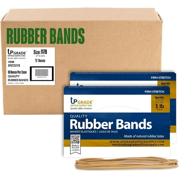 Upgrade Office Supply UPG225117BCS Rubber Bands, Size 117B (7 x 1/8), 2000 Bands, 1 lb 10-Pack Case, USA