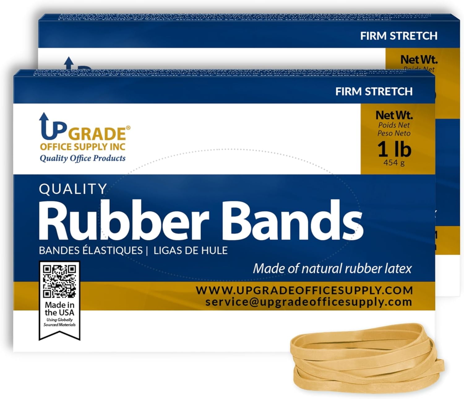 Upgrade Office Supply UPG22564 Rubber Bands, Size #64 (3-1/2 x 1/4), Natural Crepe, Made in USA (1 Pound Box)
