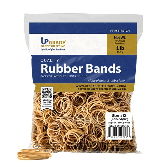 Upgrade Rubber Bands Size 12, 1 lb Bag, Made in USA