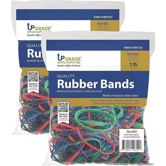 Upgrade Rubber Bands, Assorted Sizes & Colors, 1 lb 2-Pack, USA