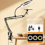 Upgrade Overhead Camera Phone Mount, 10" Desk Ring Light for Computer, Overhead Tripod Phone Mount for iPhone Live Streaming/Laptop Conference/Chat/Makeup/YouTube/Tiktok/Vlog