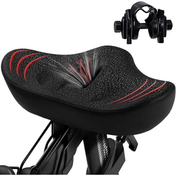 Upgrade Oversize  Seat for Men Women, Extra Wide Noseless  Seat Cushion,  Comfort Memory   Saddle Fit for Peloton Bikes, Exercise , EBikes, City