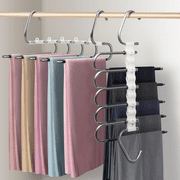 [Upgrade] Pants Hangers 2 Pack Space Saving S-Type Stainless Steel Clothes Pants Hangers ，Anti-Slip Design,Clothes Closet Storage Organizer for Pants Jeans Trousers Skirts Scarf