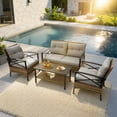 thumbnail image 1 of Upgrade Patio Furniture Set, Seizeen Rattan Outdoor Conversation Bistro Set Cushioned, Garden Porch Deck Table & Chairs Set, Rattan Wicker Patio Set, Gray 4 PCS, 1 of 10