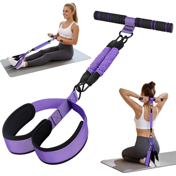 Upgrade Pedal Resistance Band with Handle, Adjustable Tube Foot Pedal Device Puller Exercise Bands, for Abs Arm Leg Waist Workout, Core Pilates, Sit Up Fitness Equipment for Full Body Training
