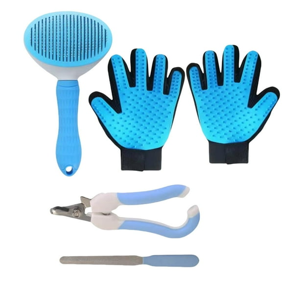 Upgrade Pet Hair Remover Glove - Gentle Pet Grooming Glove Brush - Deshedding Glove Perfect for Dogs & Cats with Long & Short Fur - 2 Pack , Blue