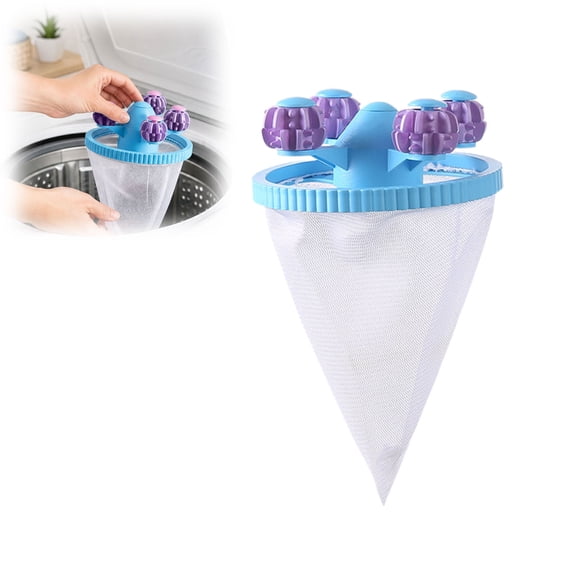 Upgrade Pet Hair Remover for Laundry, Lint Catcher for Washing Machine, Reusable Household Hair Filter Washer Lint Trap Net Pouch(Blue)