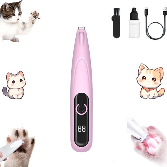 Upgrade Pet Micro Precision Trimmer, Multifunctional Pet Hair Clippers for Grooming with LED Light, Low Noise Waterproof Rechargeable Pet Paw Trimmer for Pet Paws, Eyes, Ears, Face, Rump (Pink)