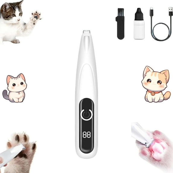 Upgrade Pet Micro Precision Trimmer, Multifunctional Pet Hair Clippers for Grooming with LED Light, Low Noise Waterproof Rechargeable Pet Paw Trimmer for Pet Paws, Eyes, Ears, Face, Rump (White)