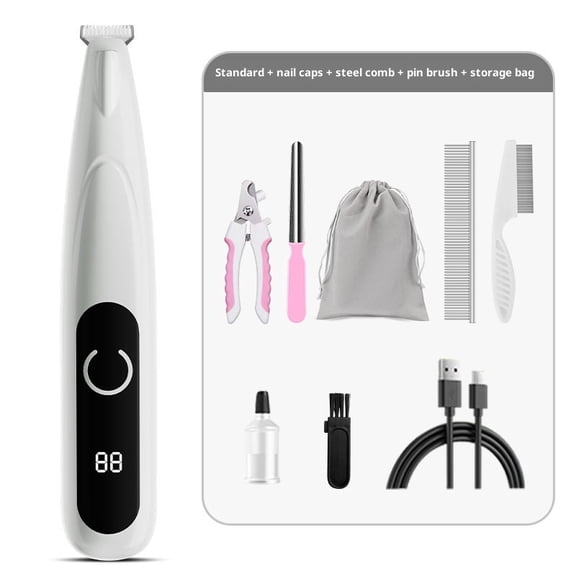 Upgrade Pet Micro Precision Trimmer, Multifunctional Pet Hair Clippers for Grooming with LED Light, Low Noise Waterproof Rechargeable Pet Paw Trimmer (White Wide)