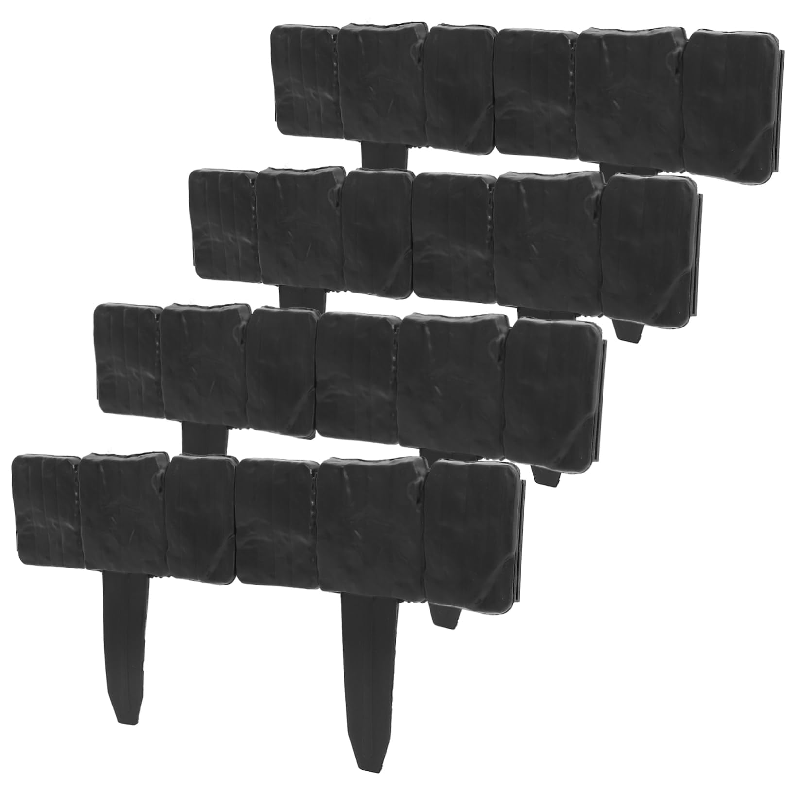 Upgrade Plastic Garden Edging Border, Faux Stone Cobbled Effect Landscape Decor, DIY Interlocking Retaining Fence for Lawn Flower Bed Patio Outdoor Yard, Black 20Pcs