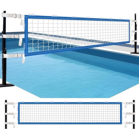 Upgrade Pool Volleyball Net Replacement, Adjustable Length 15-31 FT Portable Volleyball Net for Inground Pools & Above Ground Pools, Heavy Duty PE Net for Backyard Swimming Pool Beach(Net Only)