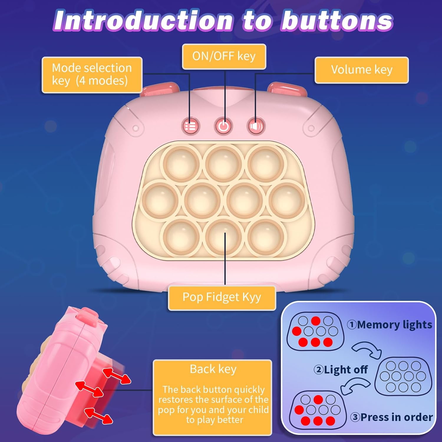 Upgrade Pop Fidget Console Game Pro Toys, Light Bubble Puzzle Toys For