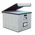 thumbnail image 1 of Gijjgole Collapsible Portable File Organizer Box with Lids, Linen Hanging Filing Storage Boxes with Plastic Slide (Gray), 1 of 8