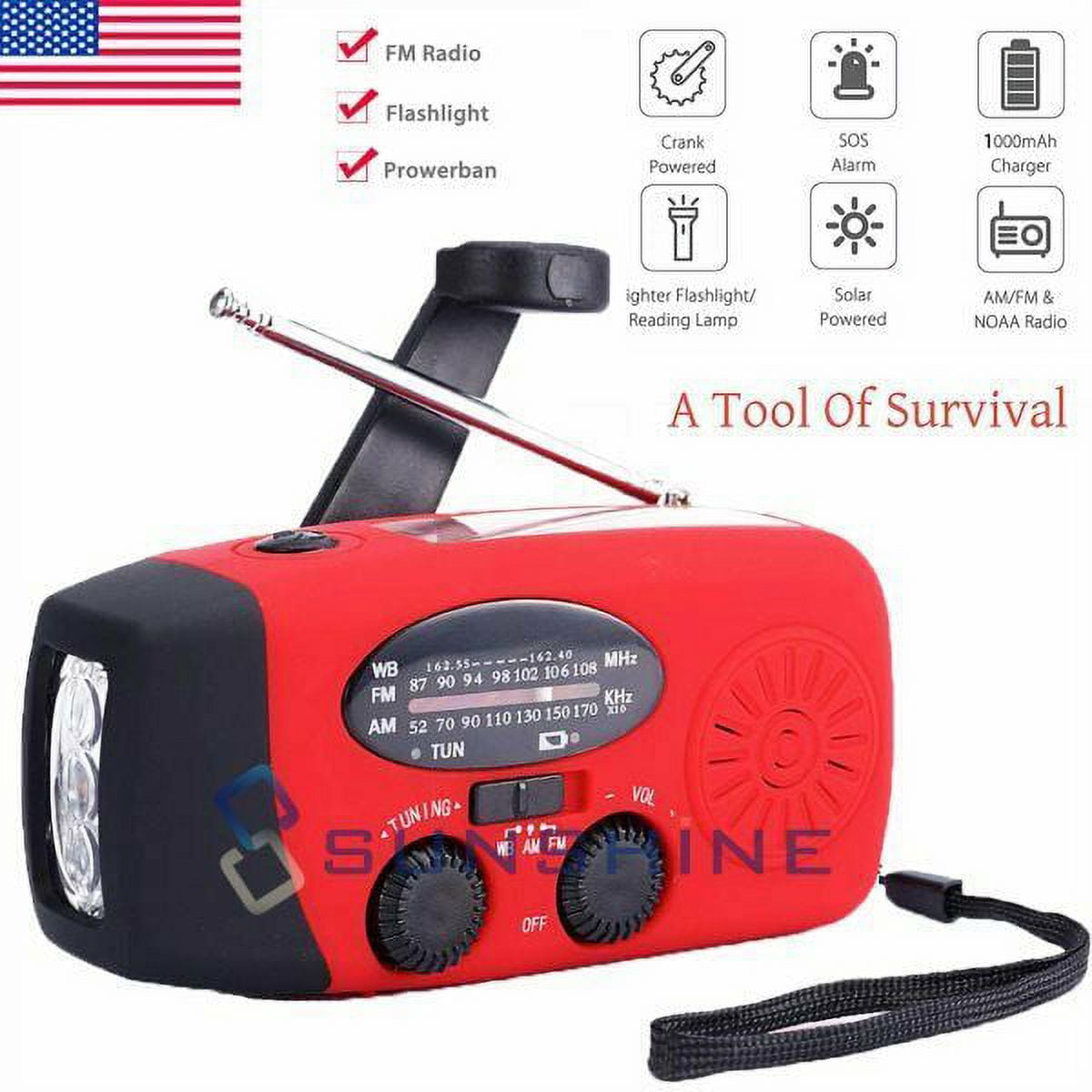 Upgrade Portable Solar Emergency Weather Radio Survival Hand Crank AM/FM NOAA