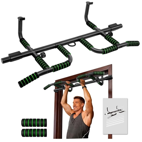 Upgrade Pull Up Bar For Doorway With Grip  Upto 440 Lbs Capacity No Screws Pullup Home Gym Indoor Exercise Strength Authorized Under