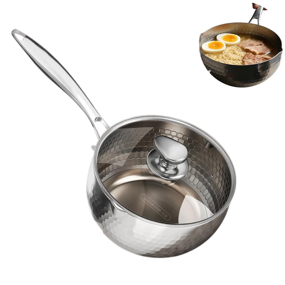 Upgrade Pure Titanium Saucepan With Lid, No Coating Non Stick Hammered Titanium Pot, Multipurpose Sauce Pan For Cooking,Ultra-Durable, Scratch-Resistant With All Cooktops
