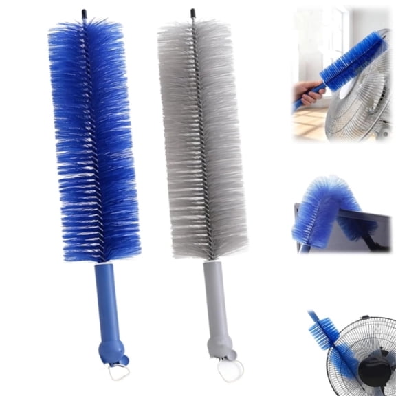 Upgrade Reusable Bendable Fan Cleaning Brush, Flexible Microfiber Duster for Home Electric Fan, Air Conditioner, Car Vent & Curtain Cleaning (Blue,Gray-2pc)