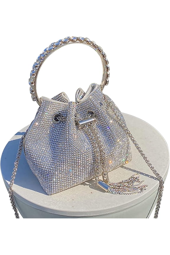 Upgrade Rhinestone Evening Bag Bling Purse Sparkly Diamond Silver Clutch Purses for Women Party Club Wedding Prom