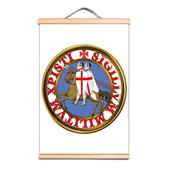 Upgrade Your Room Office Studio Decor with Knights Templar Wall Art Posters and Prints Wall Hanging Flag Medieval Crusader Warrior Tapestry Canvas Scroll Painting 0,Multicolor,11.8X17.7 inches